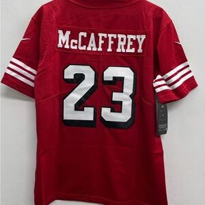 Christian McCaffrey SF 49ers Youth Medium 10/12 Kids Red Football Jersey